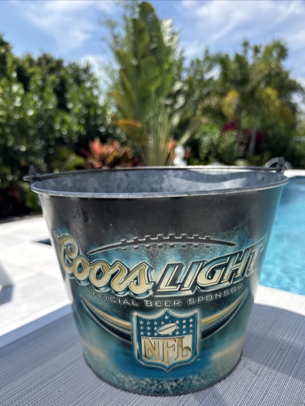 Coors Light NFL Official Beer Sponsor Metal Bucket Football LOGO Bar Mancave ICE